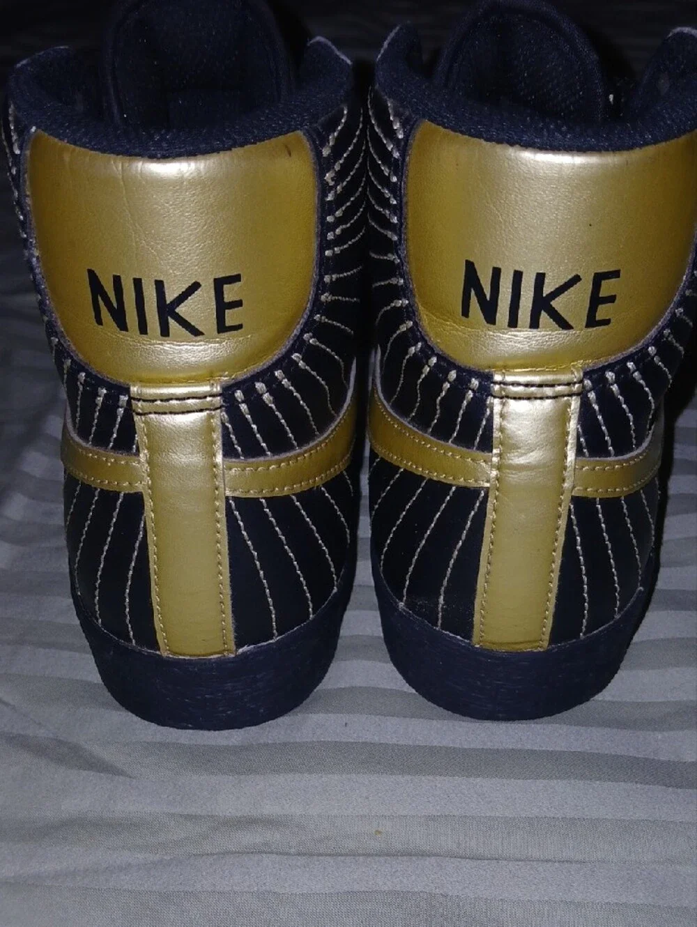 Nike Womens Blazer High Black and Gold Sunray Hi Top Sneakers Sz: 6.5